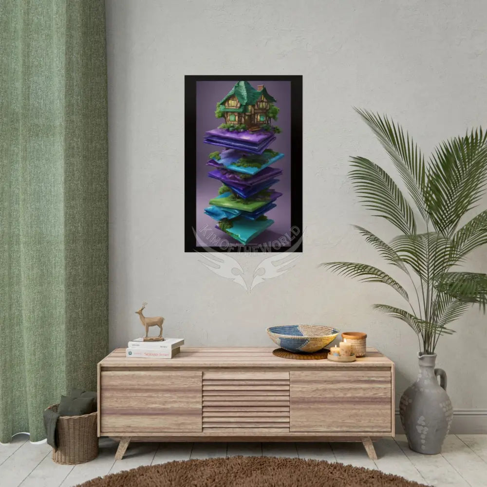 Satin Ruffle Peacock-Inspired Color Combo Blue Purple Green Art Poster — Rolled Wall Art Poster