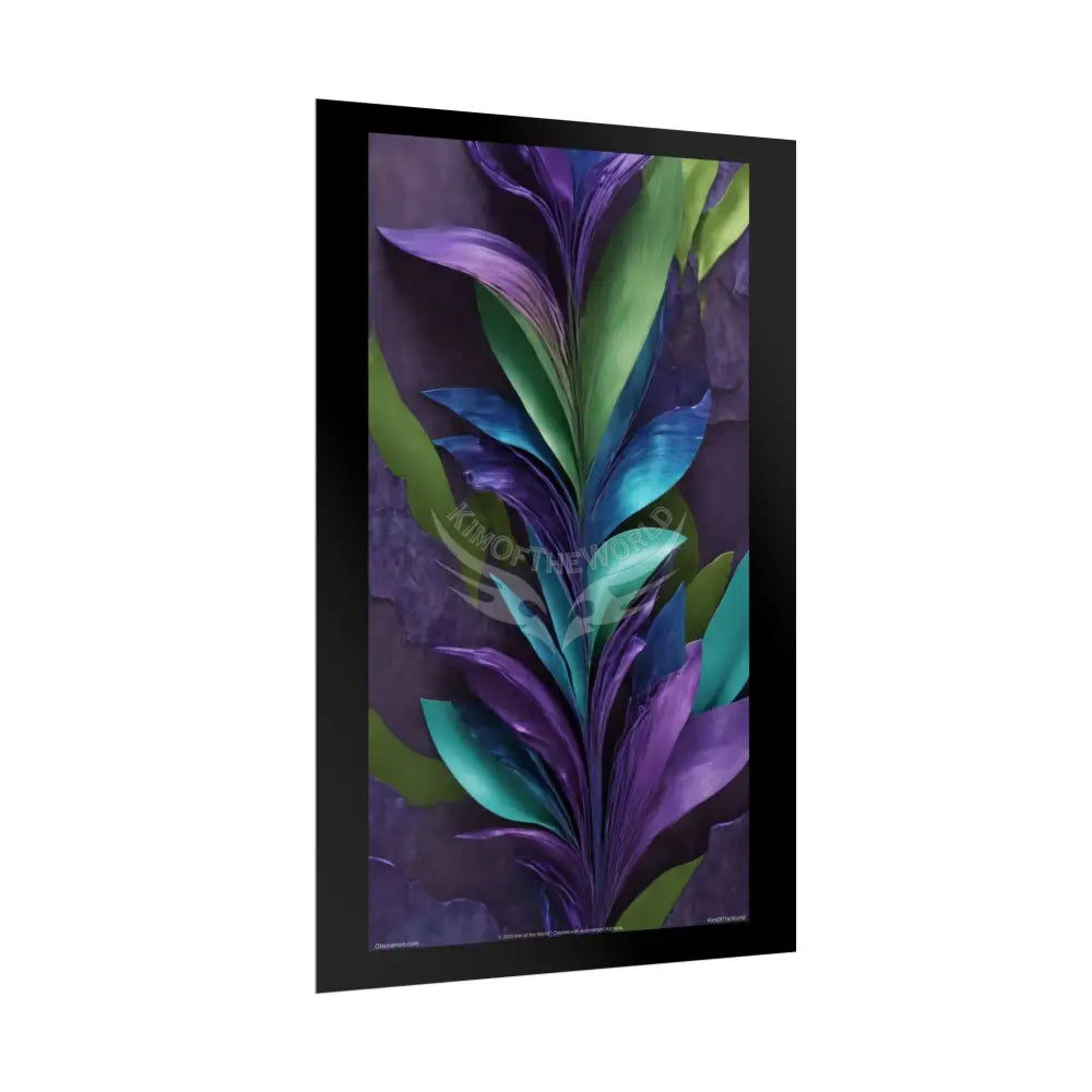 Satin Ruffle Peacock-Inspired Color Combo Blue Purple Green Art Poster — Rolled Wall Art Poster