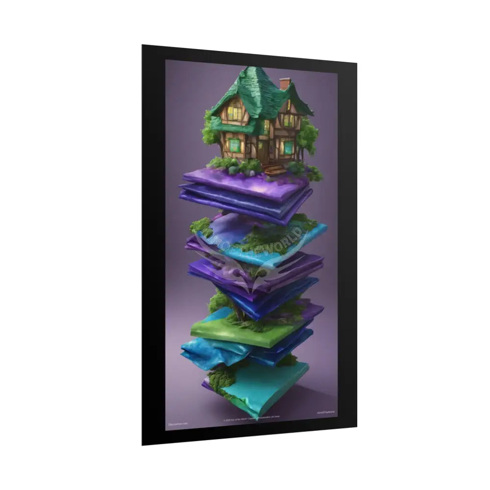 Satin Ruffle Peacock-Inspired Color Combo Blue Purple Green Art Poster — Rolled Wall Art Poster