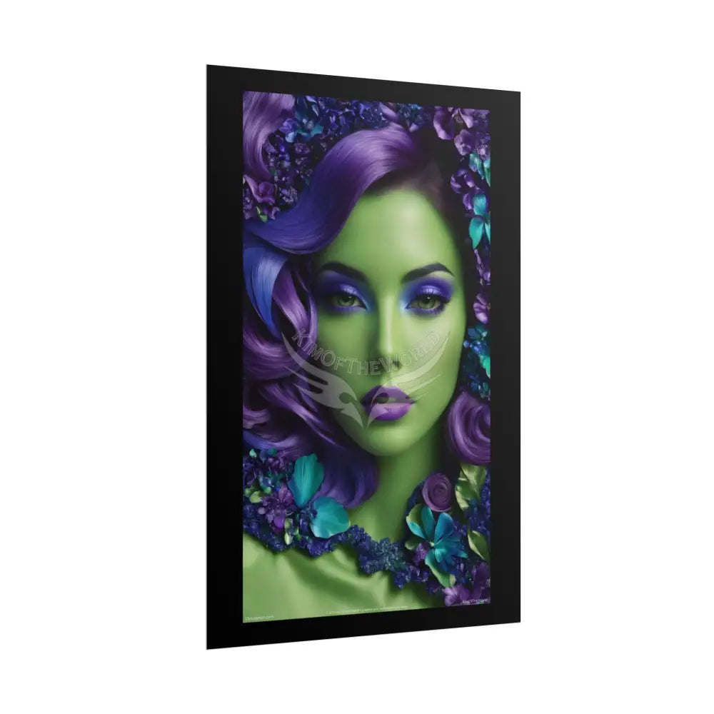 Satin Ruffle Peacock-Inspired Color Combo Blue Purple Green Art Poster — Rolled Wall Art Poster