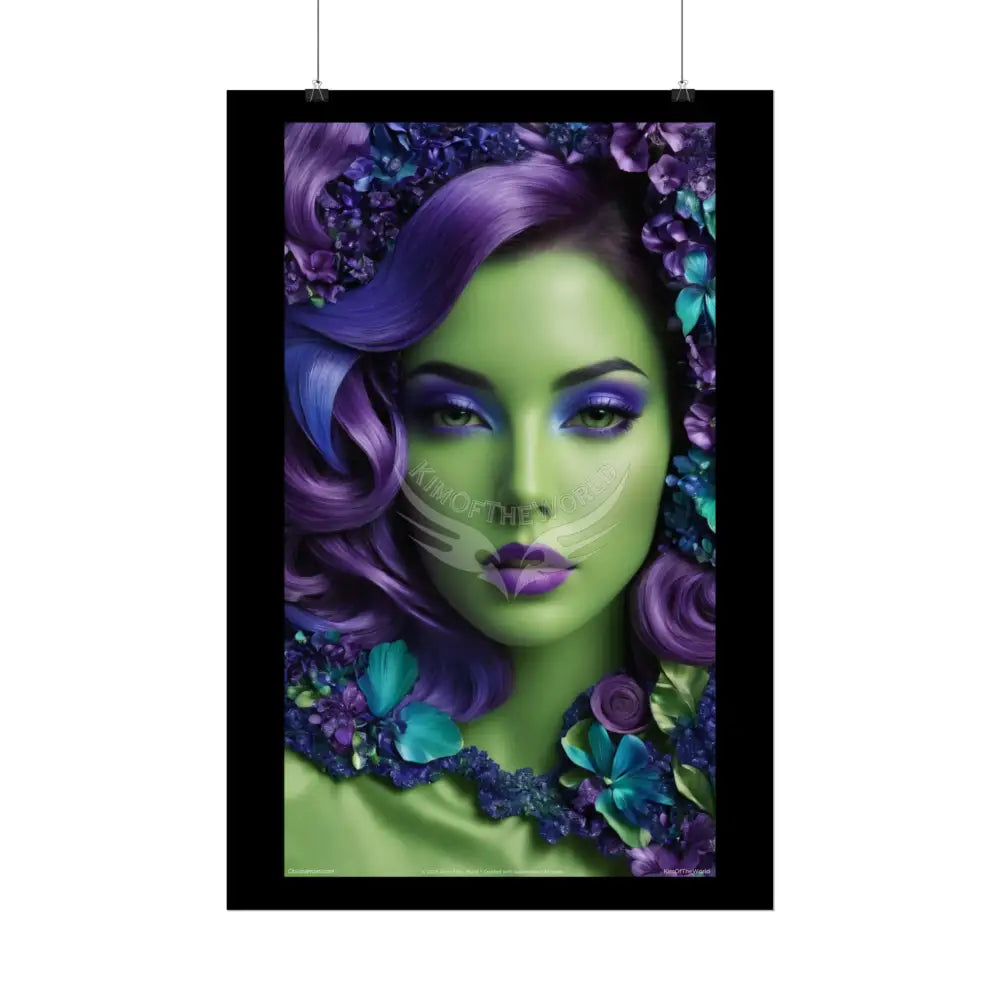Satin Ruffle Peacock-Inspired Color Combo Blue Purple Green Art Poster — Rolled Wall Art Poster