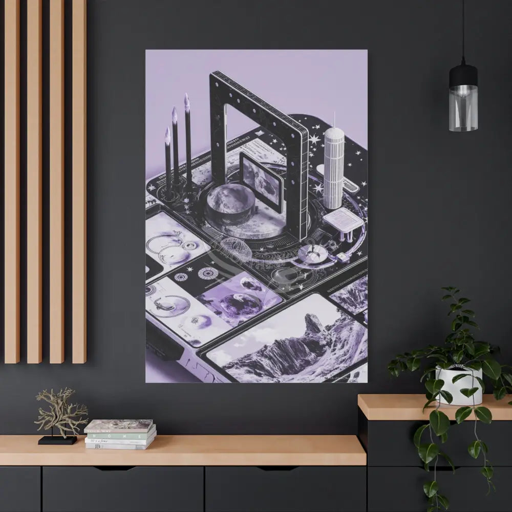 Sci Fi Lens Cosmic Modern Tech Black Iridescent Block Canvas Print — Dimensional Wall Art Canvas