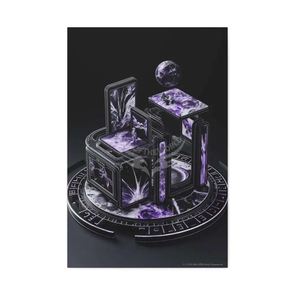 Sci Fi Lens Cosmic Modern Tech Black Iridescent Block Canvas Print — Dimensional Wall Art 24’’ x 36’’ (Vertical)