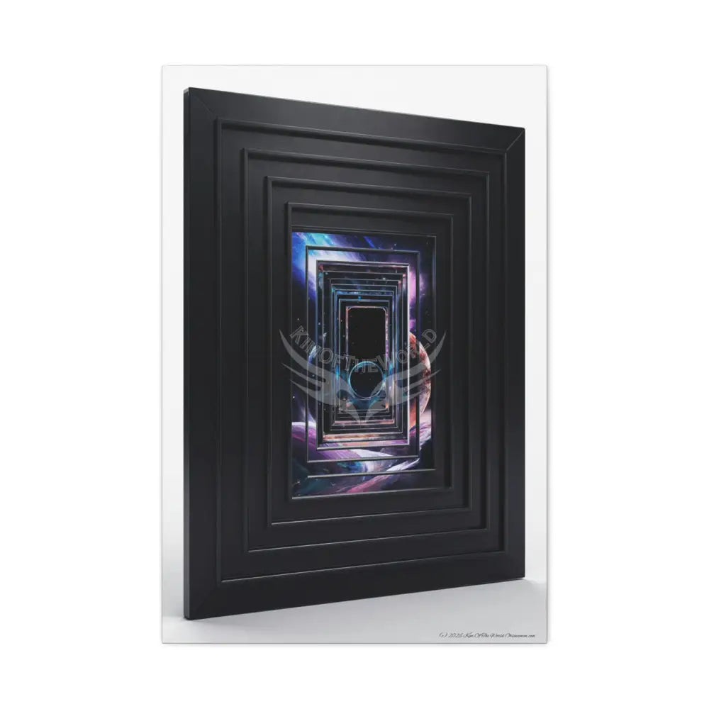 Sci Fi Lens Cosmic Modern Tech Black Iridescent Block Canvas Print — Dimensional Wall Art 24’’ x 36’’ (Vertical)
