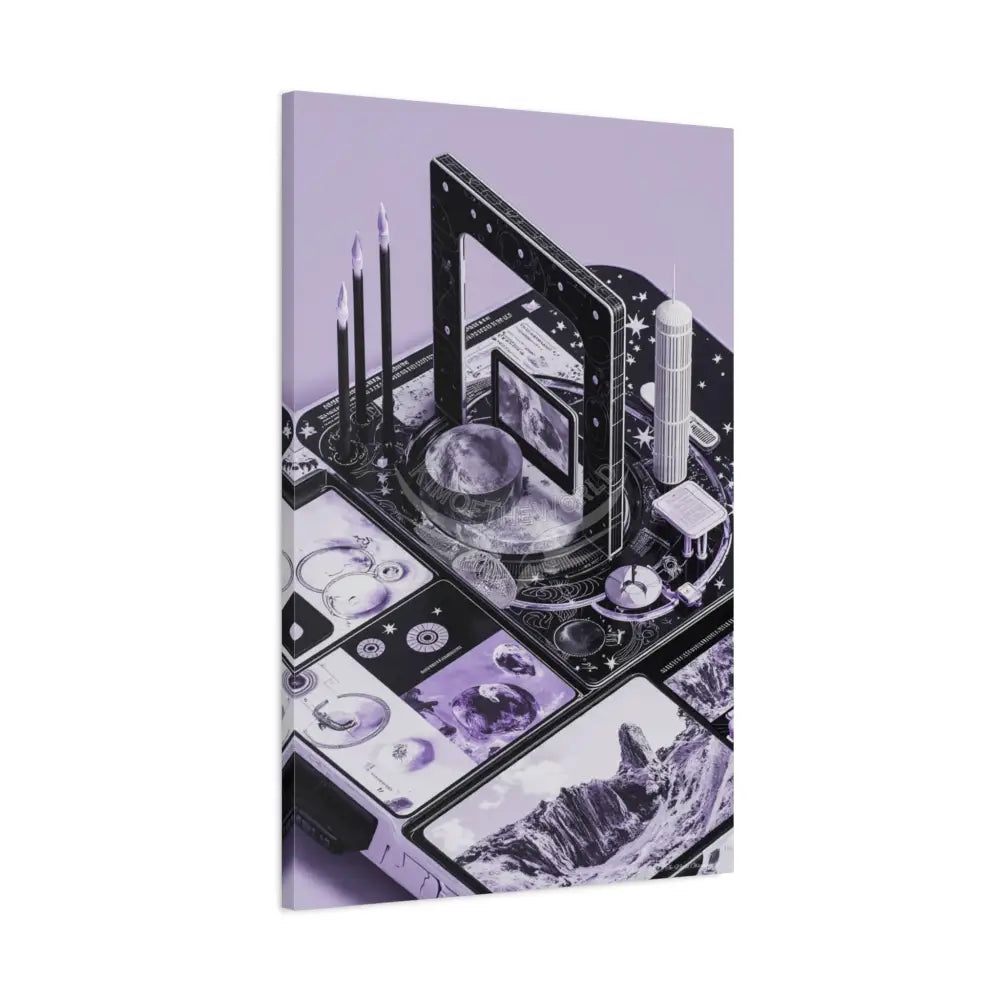 Sci Fi Lens Cosmic Modern Tech Black Iridescent Block Canvas Print — Dimensional Wall Art Canvas