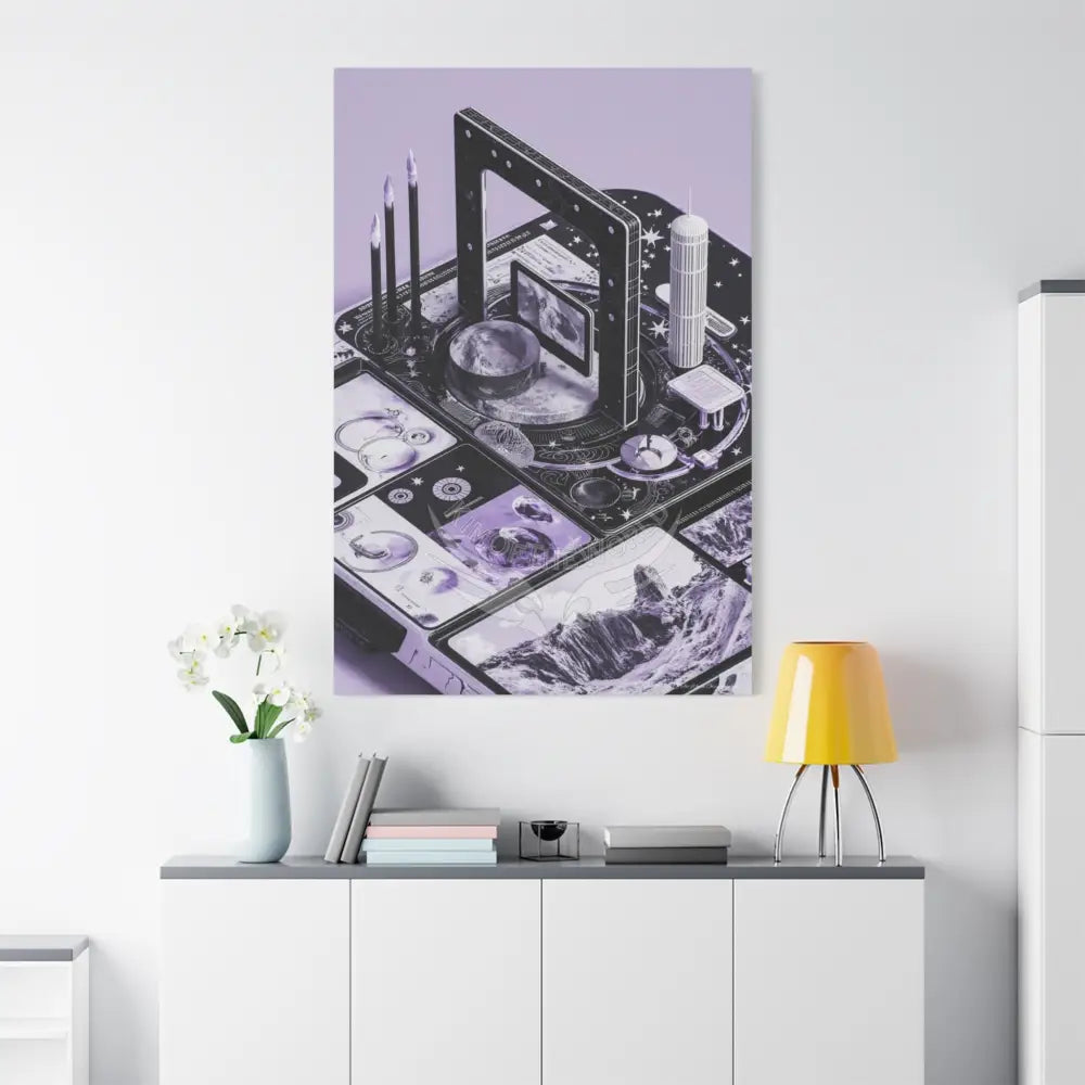 Sci Fi Lens Cosmic Modern Tech Black Iridescent Block Canvas Print — Dimensional Wall Art Canvas