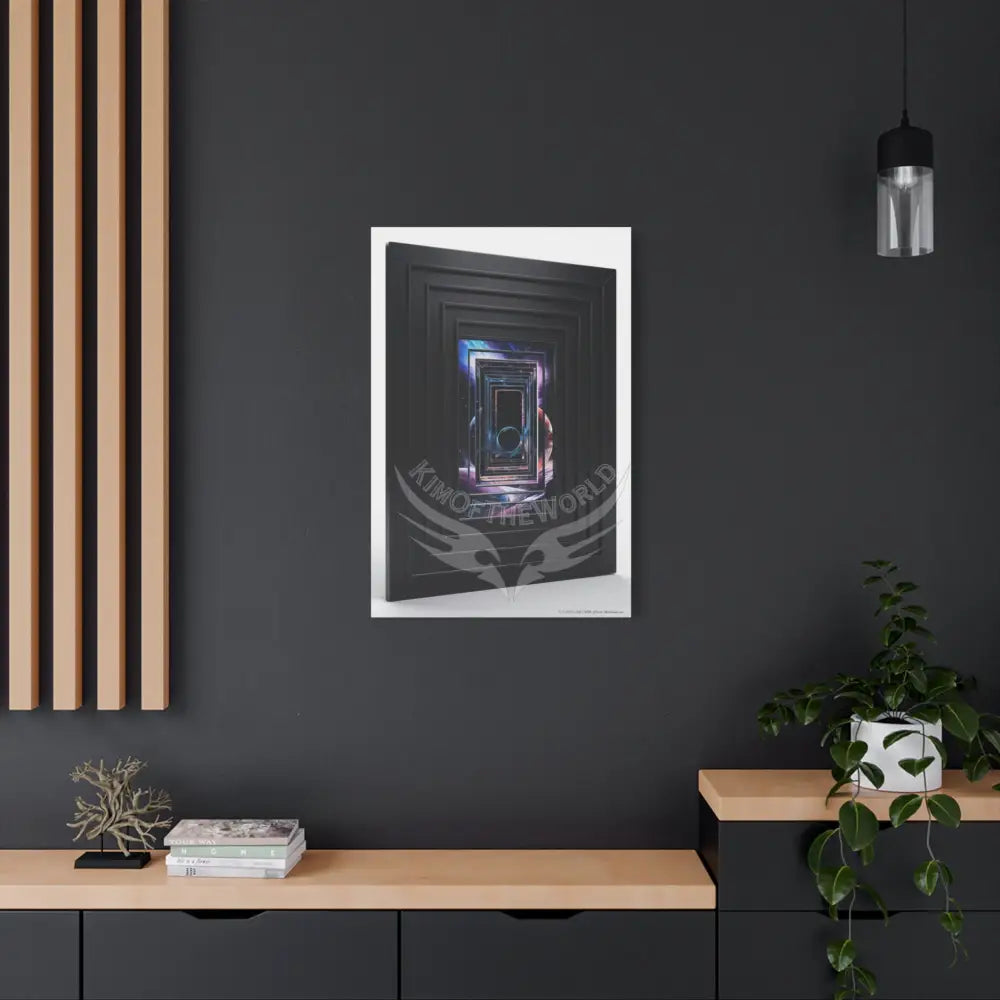 Sci Fi Lens Cosmic Modern Tech Black Iridescent Block Canvas Print — Dimensional Wall Art Canvas
