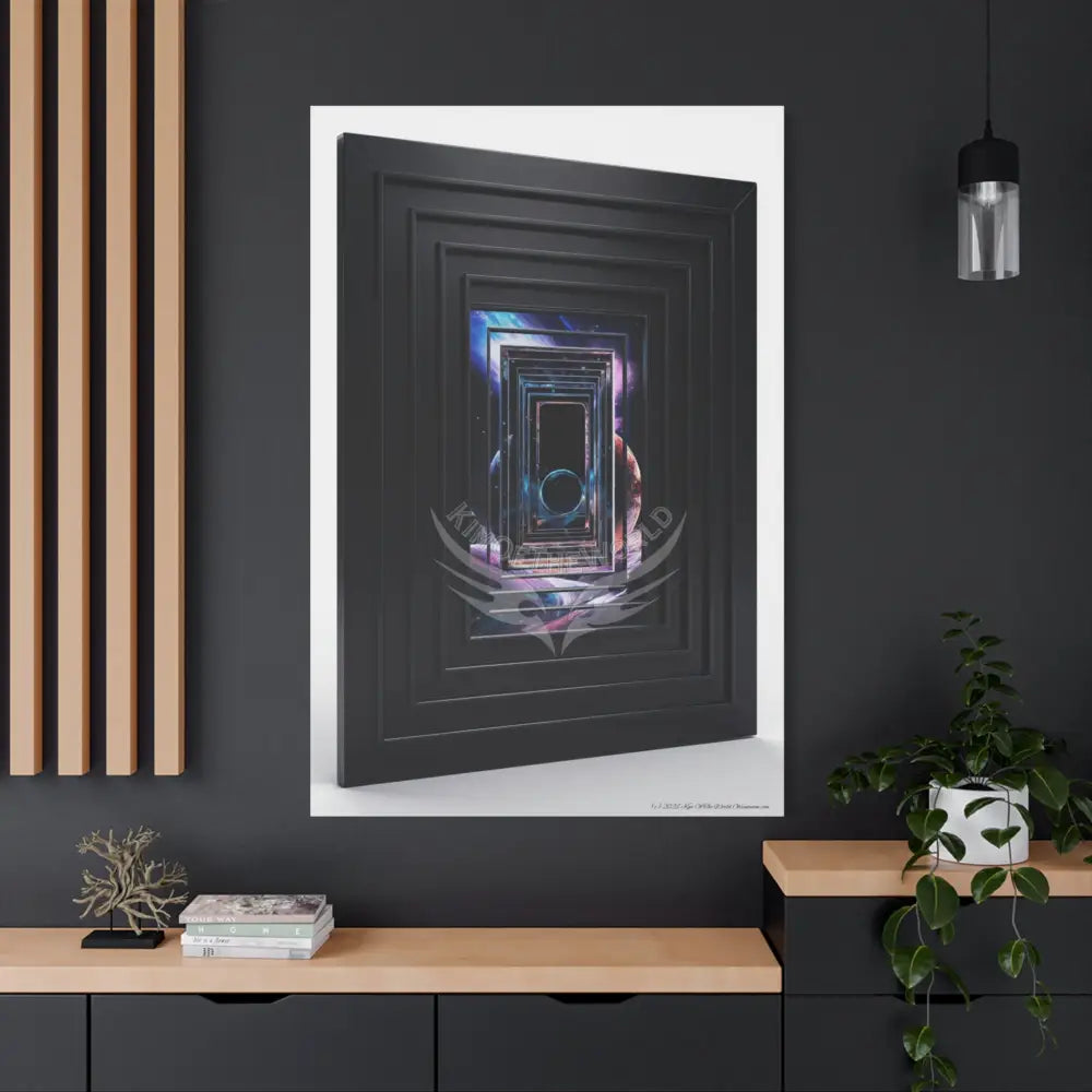 Sci Fi Lens Cosmic Modern Tech Black Iridescent Block Canvas Print — Dimensional Wall Art Canvas