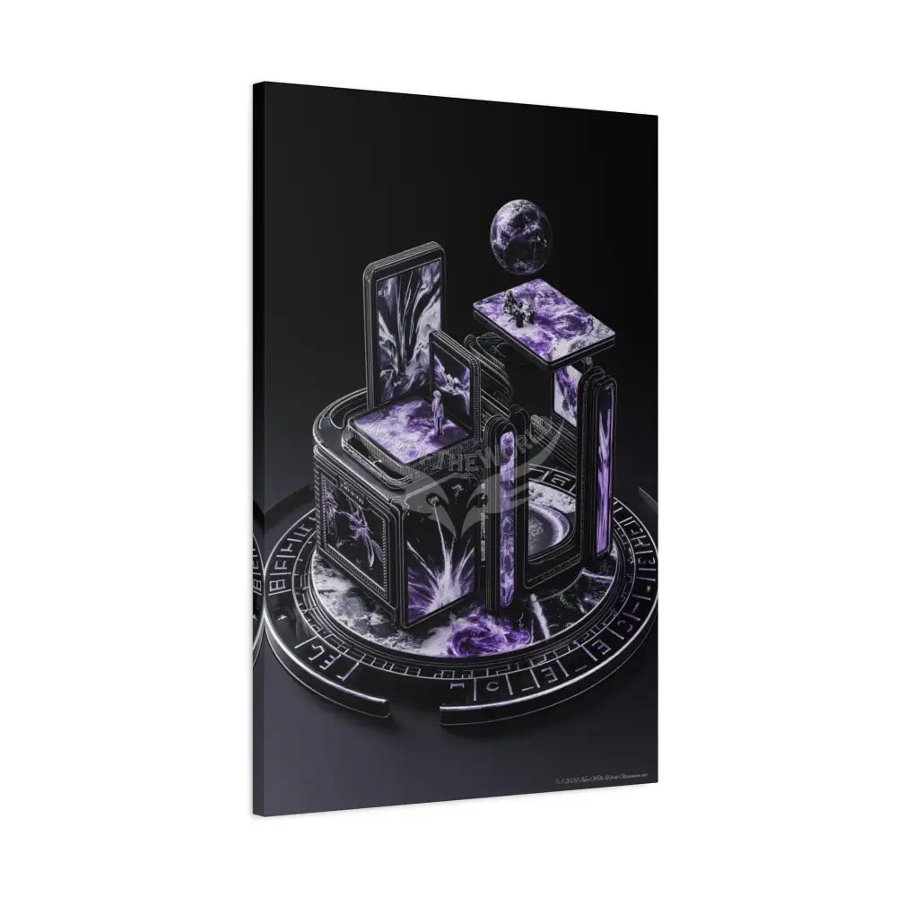 Sci Fi Lens Cosmic Modern Tech Black Iridescent Block Canvas Print — Dimensional Wall Art Canvas