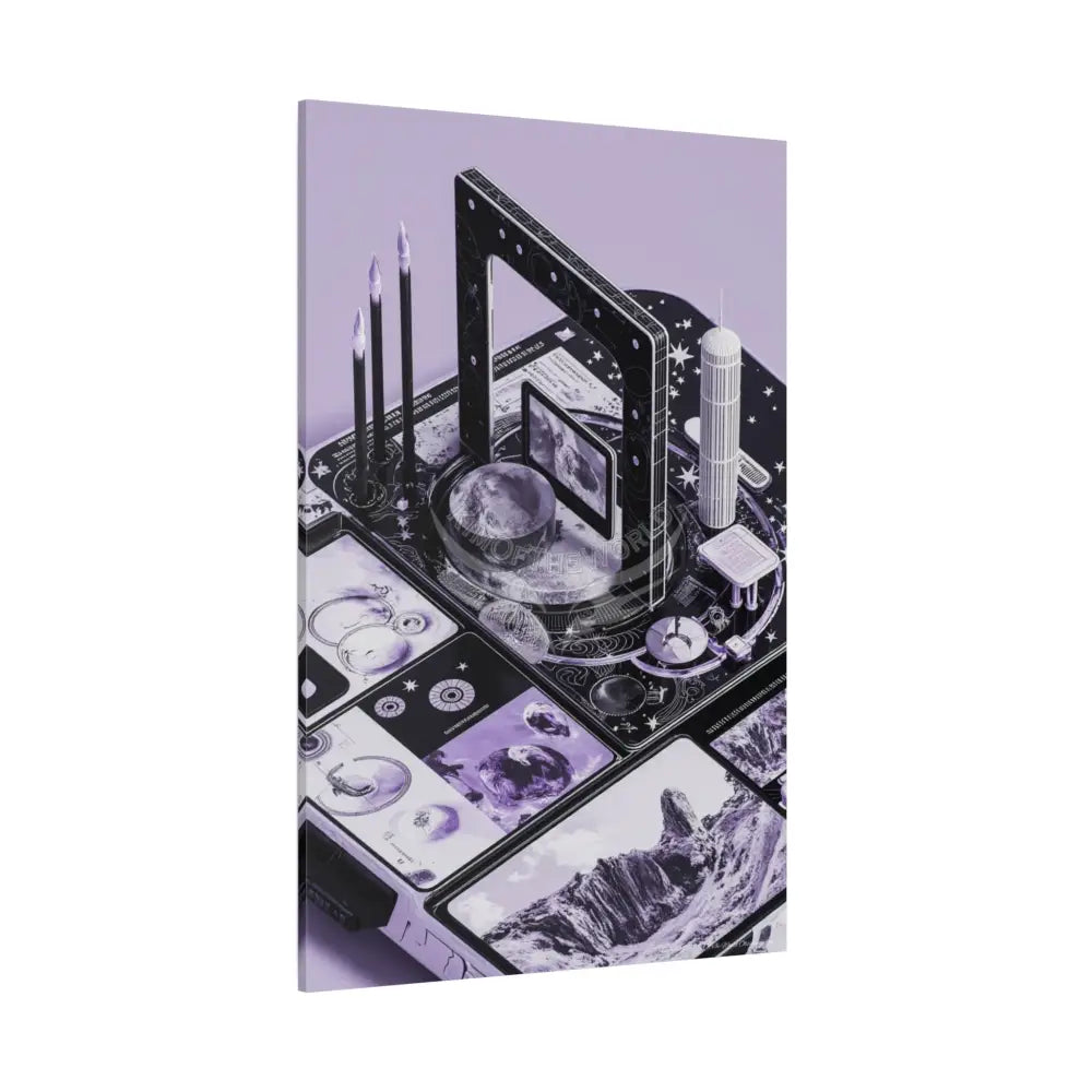 Sci Fi Lens Cosmic Modern Tech Black Iridescent Block Canvas Print — Dimensional Wall Art Canvas