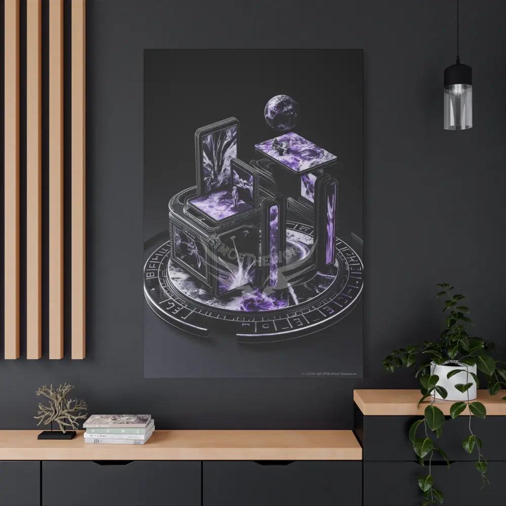 Sci Fi Lens Cosmic Modern Tech Black Iridescent Block Canvas Print — Dimensional Wall Art Canvas