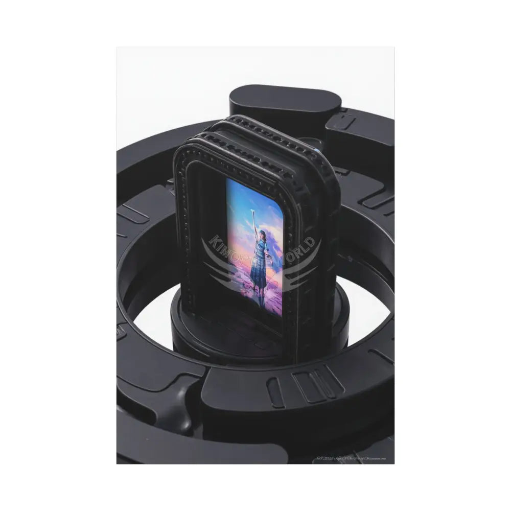 Sci Fi Lens Cosmic Modern Tech Black Iridescent Block Canvas Print — Dimensional Wall Art 40’’ x 60’’ (Vertical)