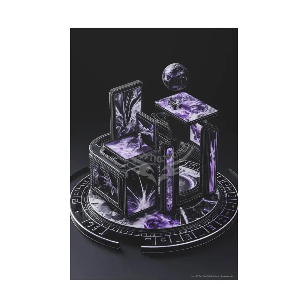 Sci Fi Lens Cosmic Modern Tech Black Iridescent Block Canvas Print — Dimensional Wall Art 40’’ x 60’’ (Vertical)