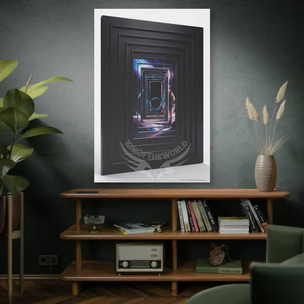Sci Fi Lens Cosmic Modern Tech Black Iridescent Block Canvas Print — Dimensional Wall Art Canvas