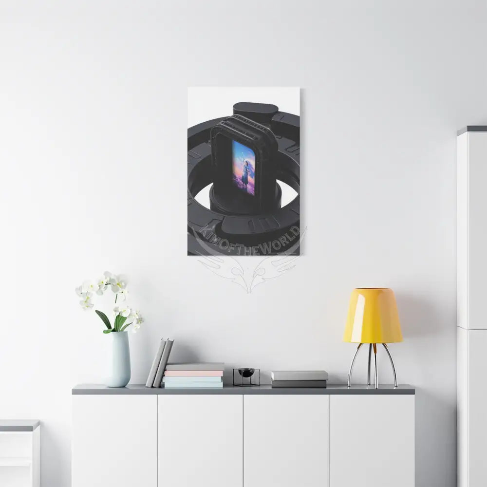 Sci Fi Lens Cosmic Modern Tech Black Iridescent Block Canvas Print — Dimensional Wall Art Canvas