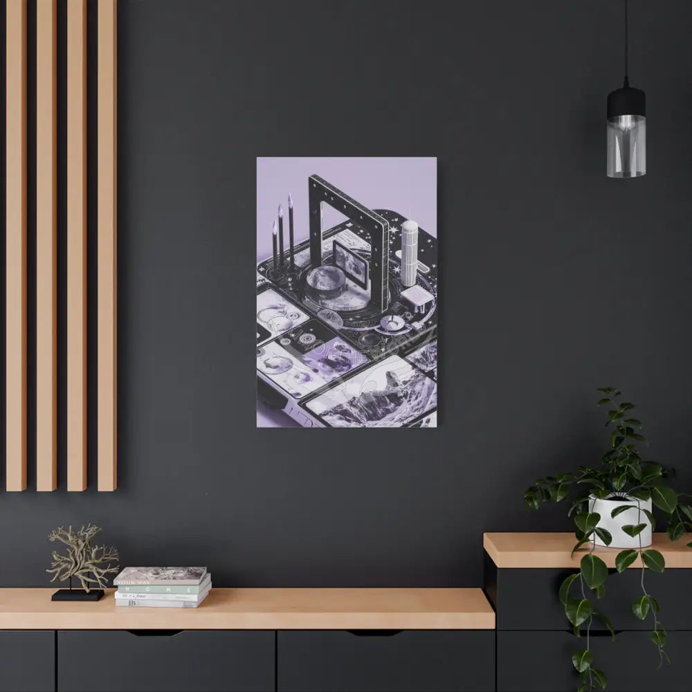 Sci Fi Lens Cosmic Modern Tech Black Iridescent Block Canvas Print — Dimensional Wall Art Canvas