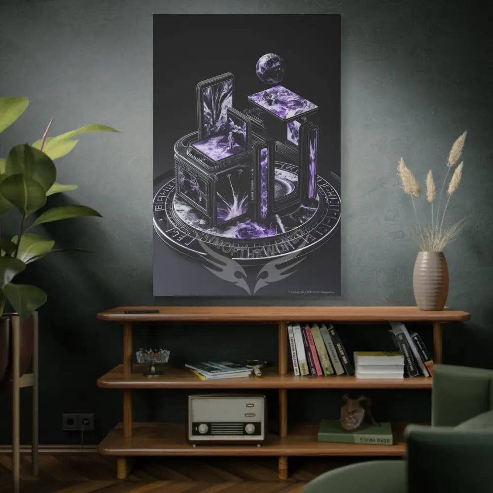 Sci Fi Lens Cosmic Modern Tech Black Iridescent Block Canvas Print — Dimensional Wall Art Canvas