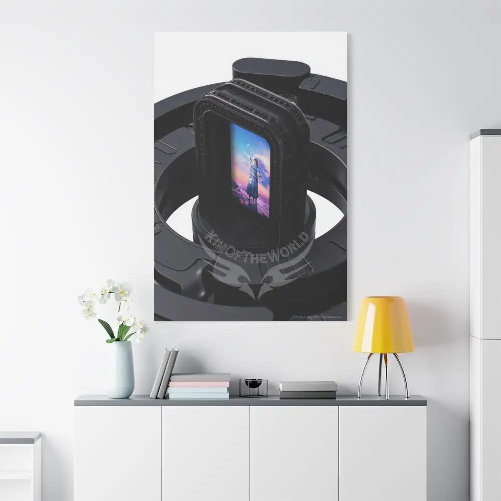 Sci Fi Lens Cosmic Modern Tech Black Iridescent Block Canvas Print — Dimensional Wall Art Canvas