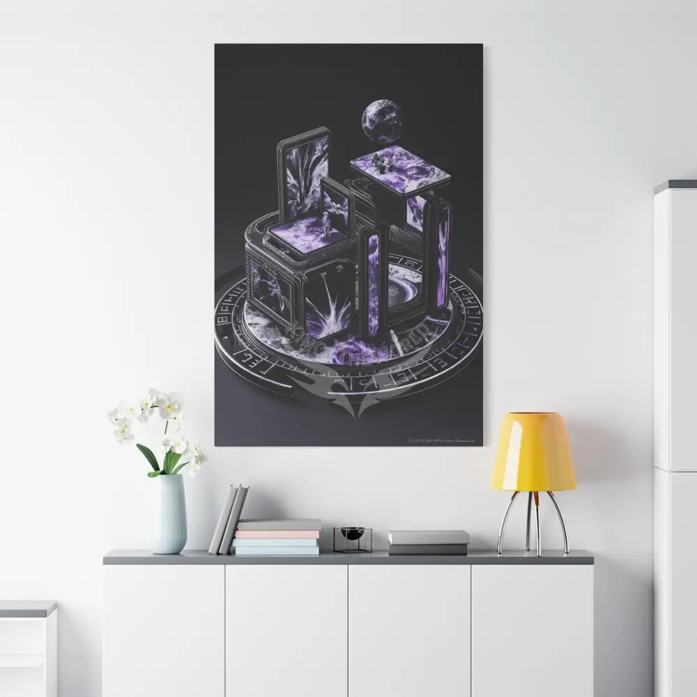 Sci Fi Lens Cosmic Modern Tech Black Iridescent Block Canvas Print — Dimensional Wall Art Canvas