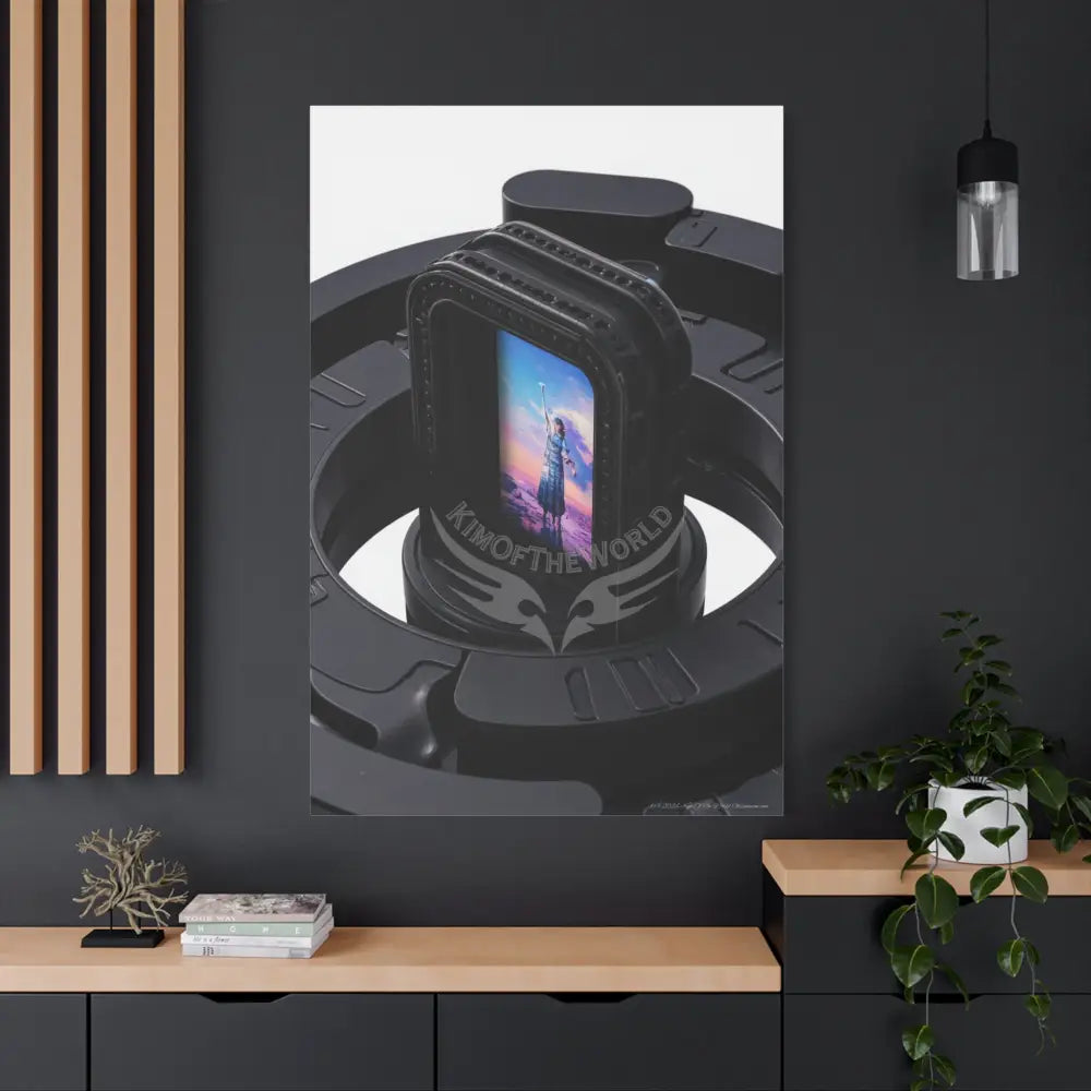 Sci Fi Lens Cosmic Modern Tech Black Iridescent Block Canvas Print — Dimensional Wall Art Canvas
