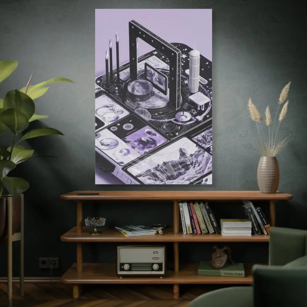 Sci Fi Lens Cosmic Modern Tech Black Iridescent Block Canvas Print — Dimensional Wall Art Canvas