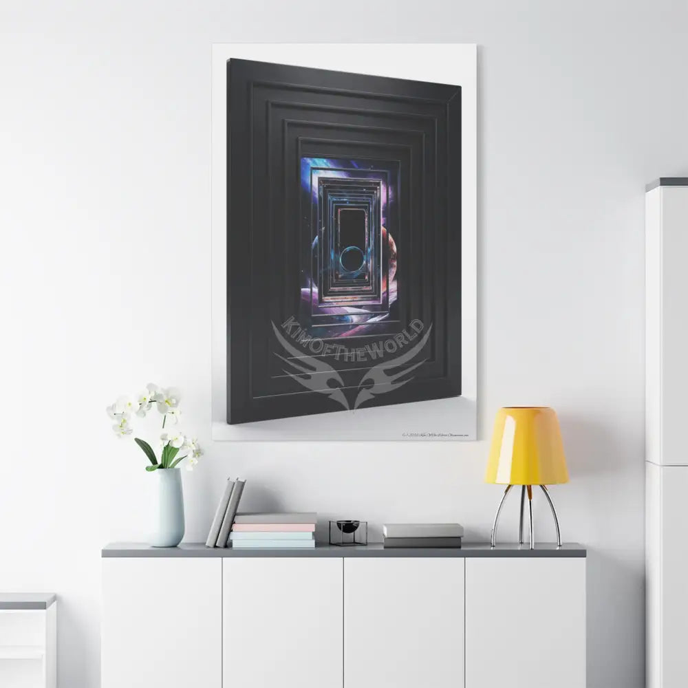 Sci Fi Lens Cosmic Modern Tech Black Iridescent Block Canvas Print — Dimensional Wall Art Canvas
