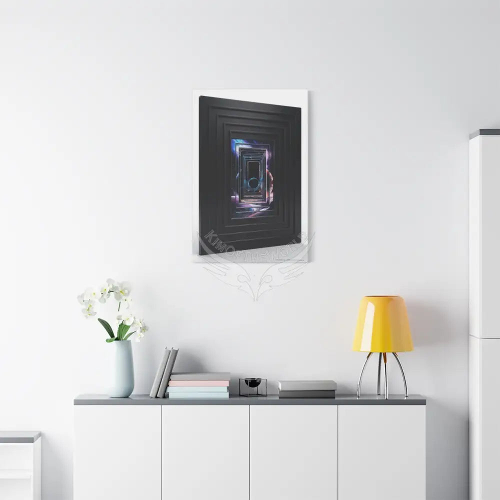 Sci Fi Lens Cosmic Modern Tech Black Iridescent Block Canvas Print — Dimensional Wall Art Canvas