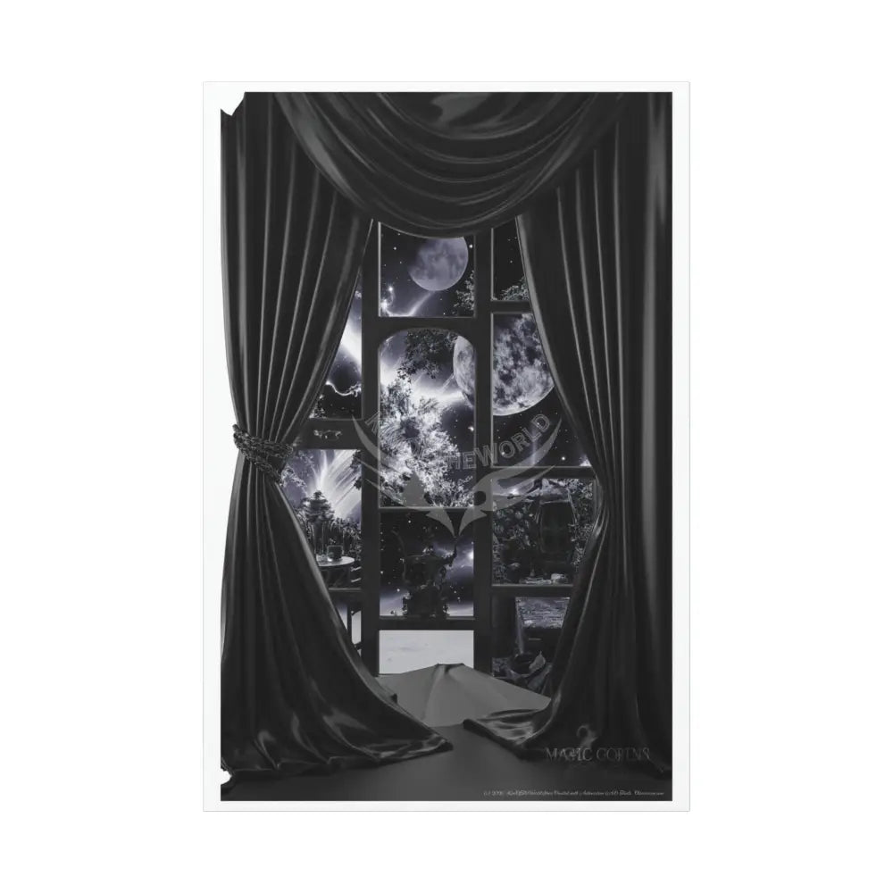 Sci Fi Multiverse Black & White Satin Moon Room Vortex Canvas Print — Dimensional Wall Art 40’’ x 60’’ (Vertical)