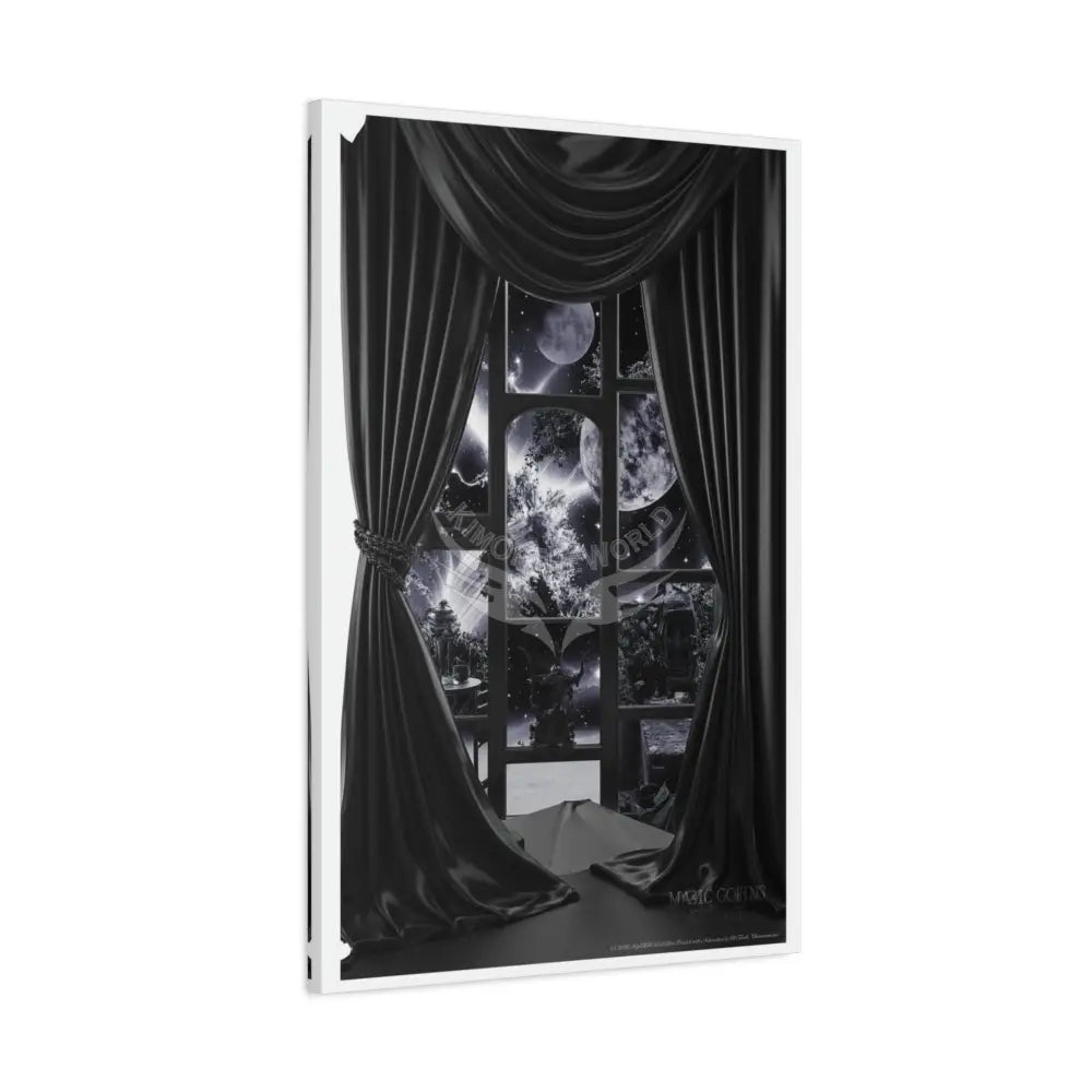 Sci Fi Multiverse Black & White Satin Moon Room Vortex Canvas Print — Dimensional Wall Art Canvas