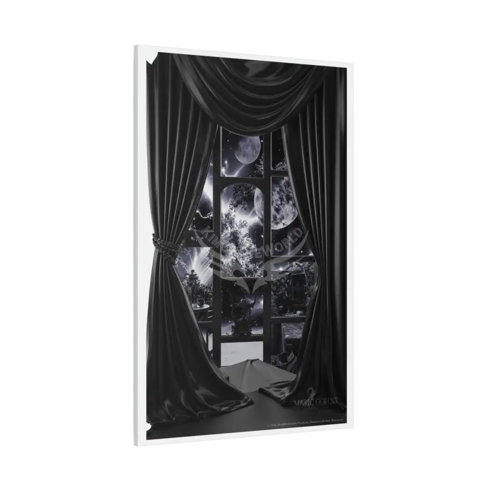 Sci Fi Multiverse Black & White Satin Moon Room Vortex Canvas Print — Dimensional Wall Art Canvas