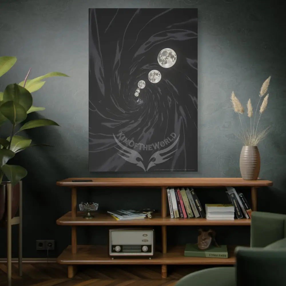 Sci Fi Multiverse Black & White Satin Moon Vortex Canvas Print — Dimensional Wall Art Canvas