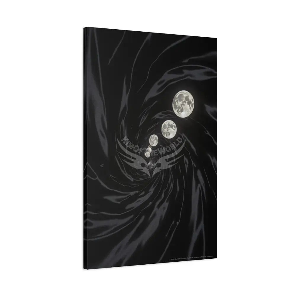 Sci Fi Multiverse Black & White Satin Moon Vortex Canvas Print — Dimensional Wall Art Canvas