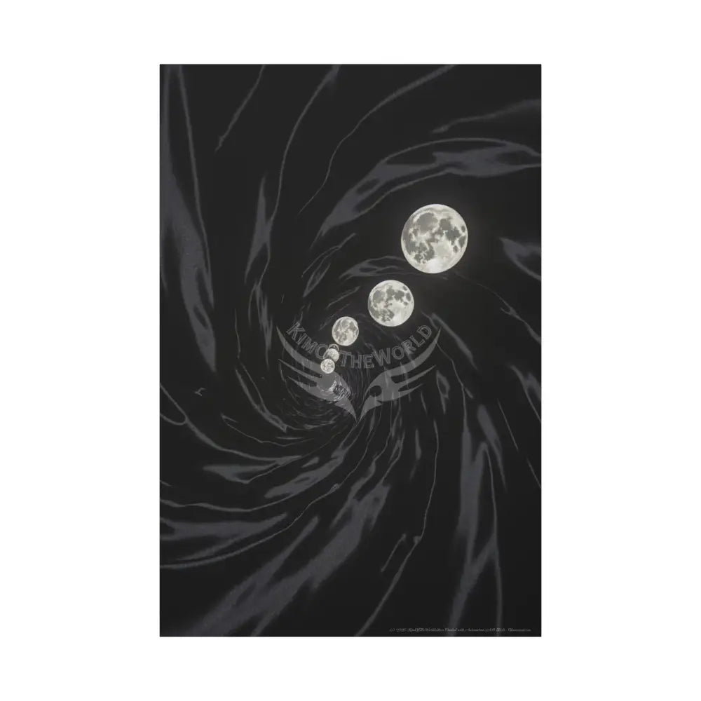 Sci Fi Multiverse Black & White Satin Moon Vortex Canvas Print — Dimensional Wall Art 40’’ x 60’’ (Vertical) / 1.25’’