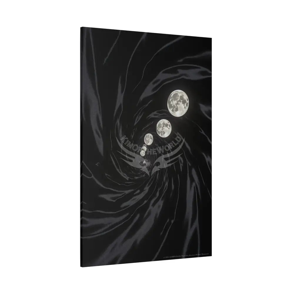 Sci Fi Multiverse Black & White Satin Moon Vortex Canvas Print — Dimensional Wall Art Canvas