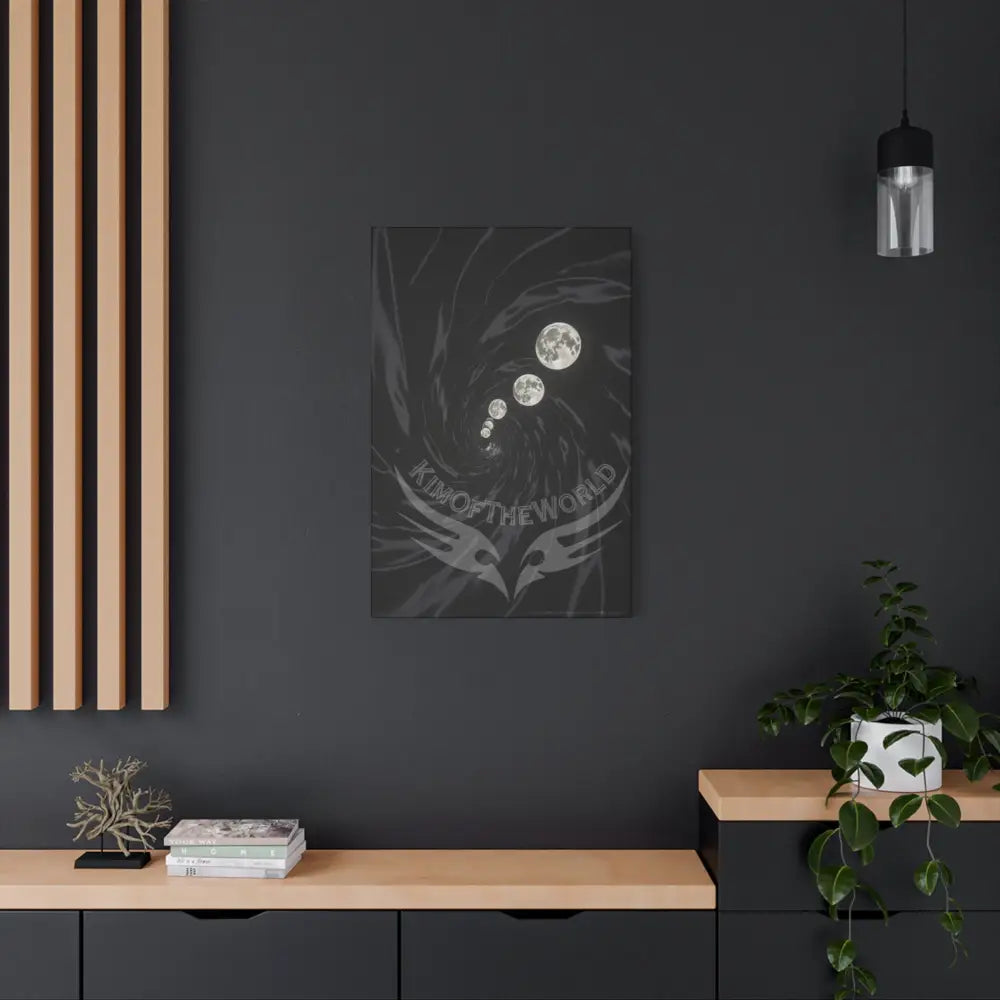 Sci Fi Multiverse Black & White Satin Moon Vortex Canvas Print — Dimensional Wall Art Canvas