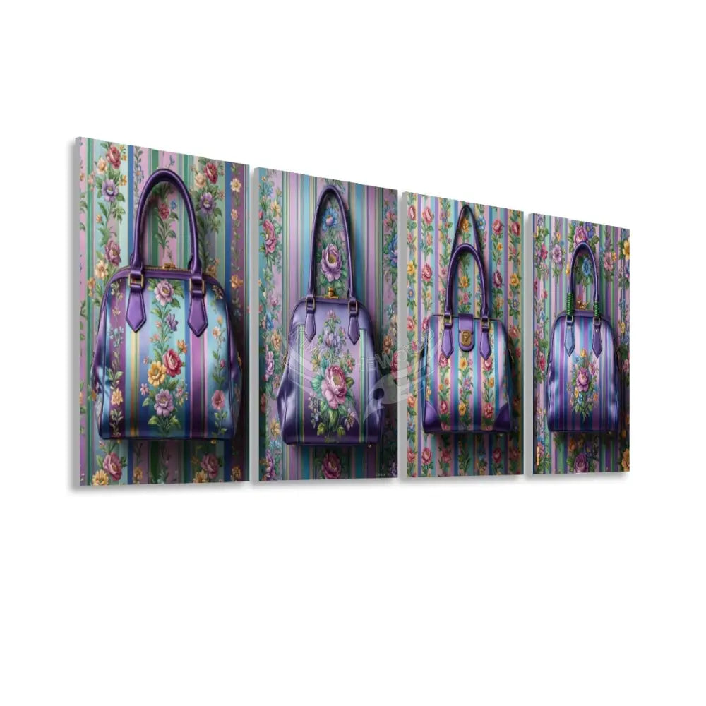 Set of 4 Panels Sound Absorbing Wall Art - Floral Wallpaper Handbag Canvas Prints 20’’x40’’x4 pcs Acoustic Panels