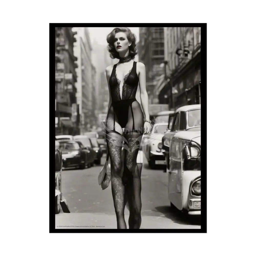 Sheer Street Fashion Girl Rolled Posters — Subtle Sexy Seductive Wall Art 18″ x 24″ (Vertical) / Semi Glossy Poster