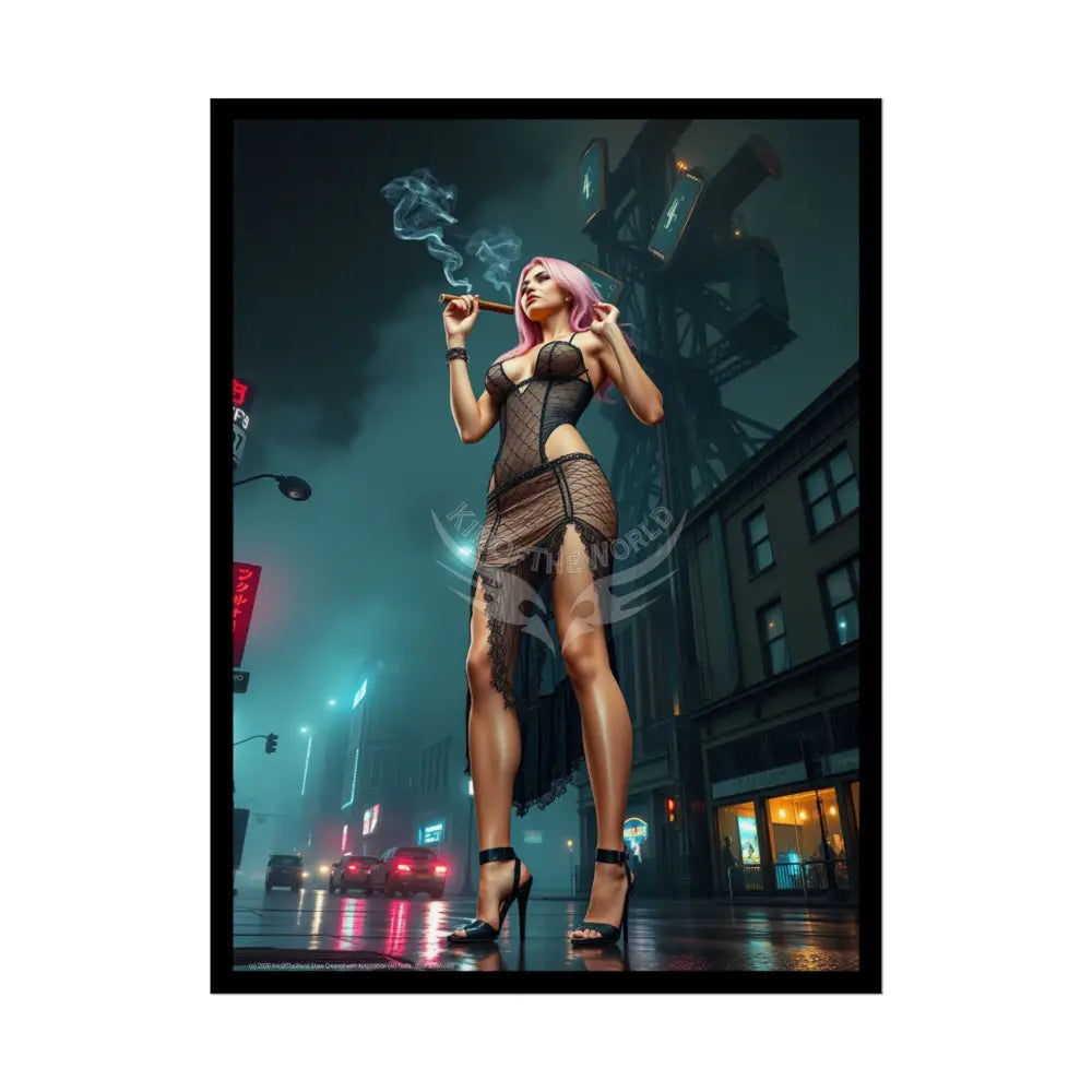 Sheer Street Fashion Tall Girlfriend Giantess Girl Rolled Posters — Subtle AI Girl Wall Art 18″ x 24″ (Vertical) / Semi