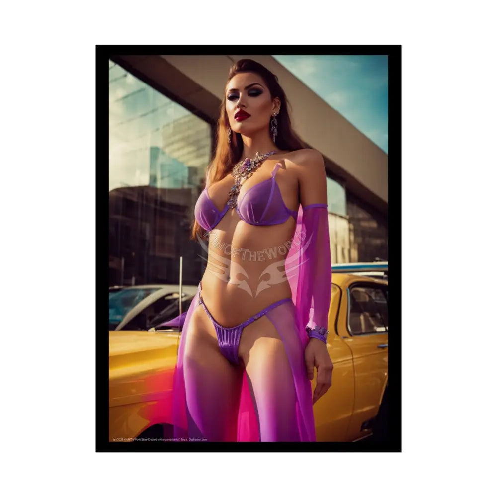 Sheer Street Fashion Tall Girlfriend Giantess Girl Rolled Posters — Subtle AI Girl Wall Art 18″ x 24″ (Vertical) / Semi