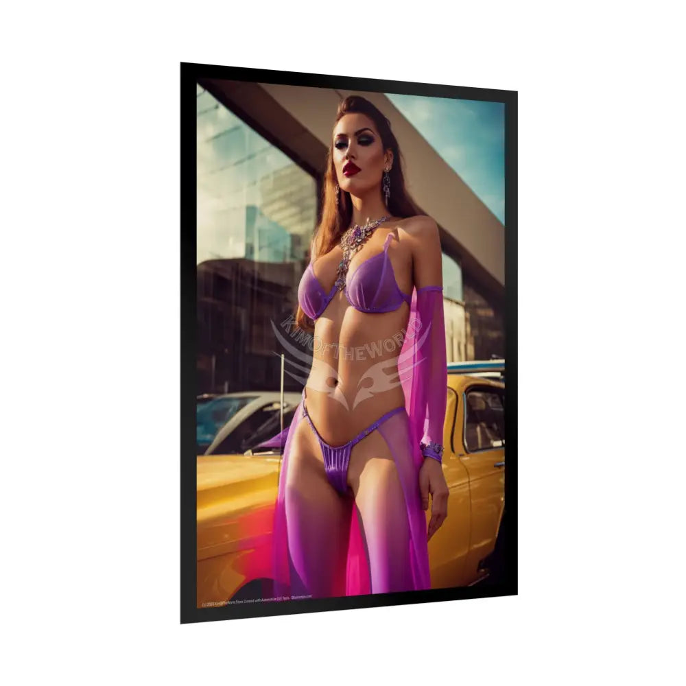 Sheer Street Fashion Tall Girlfriend Giantess Girl Rolled Posters — Subtle AI Girl Wall Art Poster