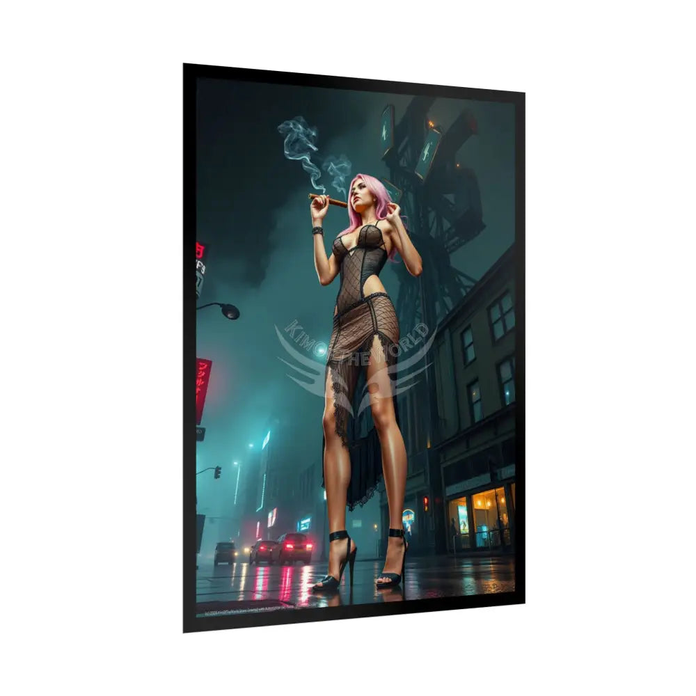 Sheer Street Fashion Tall Girlfriend Giantess Girl Rolled Posters — Subtle AI Girl Wall Art Poster