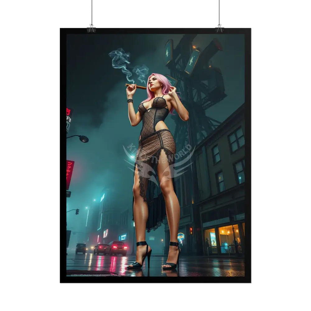 Sheer Street Fashion Tall Girlfriend Giantess Girl Rolled Posters — Subtle AI Girl Wall Art Poster