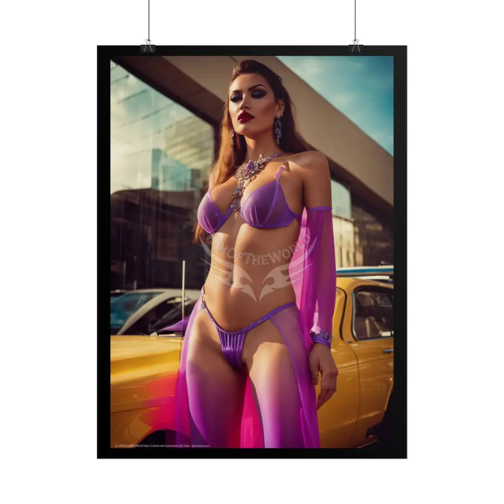 Sheer Street Fashion Tall Girlfriend Giantess Girl Rolled Posters — Subtle AI Girl Wall Art Poster