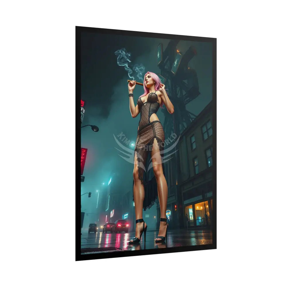 Sheer Street Fashion Tall Girlfriend Giantess Girl Rolled Posters — Subtle AI Girl Wall Art Poster