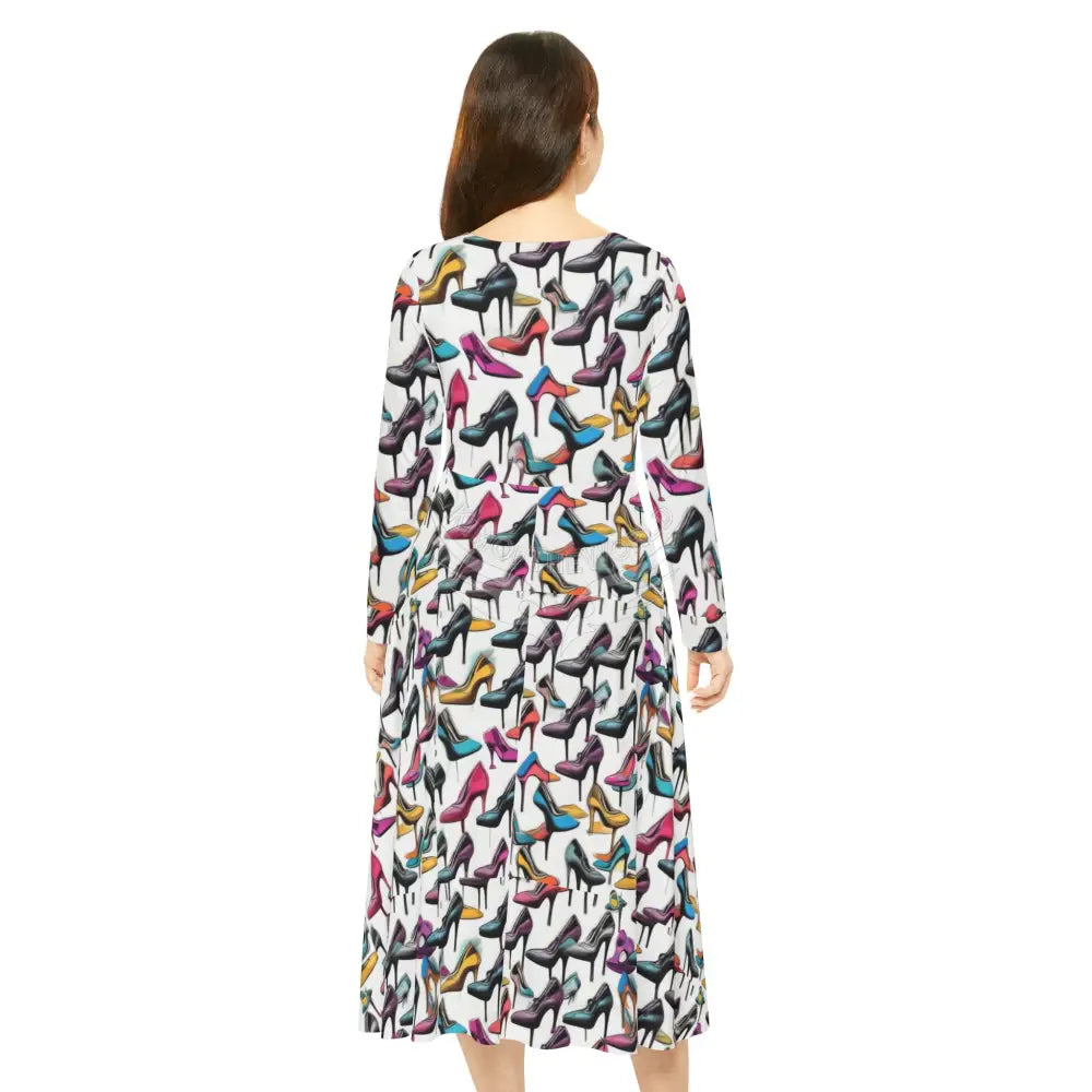 Shoe Print Wallpaper Print Dress – Women’s Long Sleeve AOP L All Over Prints
