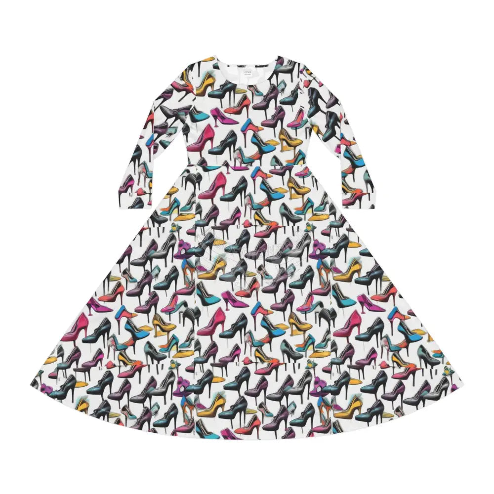 Shoe Print Wallpaper Print Dress – Women’s Long Sleeve AOP L All Over Prints