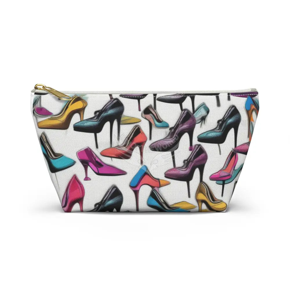 Shoes Wallpaper Print Accessory Pouch — T‑Bottom Cosmetic Bag Small / White zipper Bags