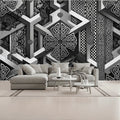 Silver 3D Pewter Chrome Geometric Shells and Lace Unpasted Mural Wallpaper 144’’x100’’ 144’’x100’’ Wall Coverings