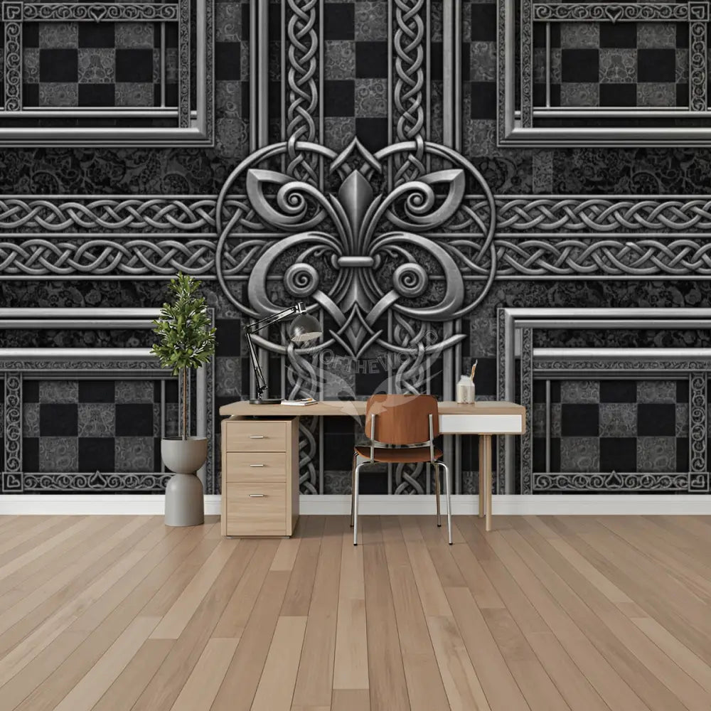 Silver Chrome Checkerboard 3D Geometric Unpasted Mural Wallpaper 144’’x100’’ 144’’x100’’ Wall Coverings