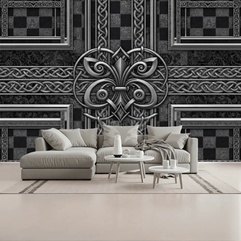 Silver Chrome Checkerboard 3D Geometric Unpasted Mural Wallpaper 144’’x100’’ 144’’x100’’ Wall Coverings